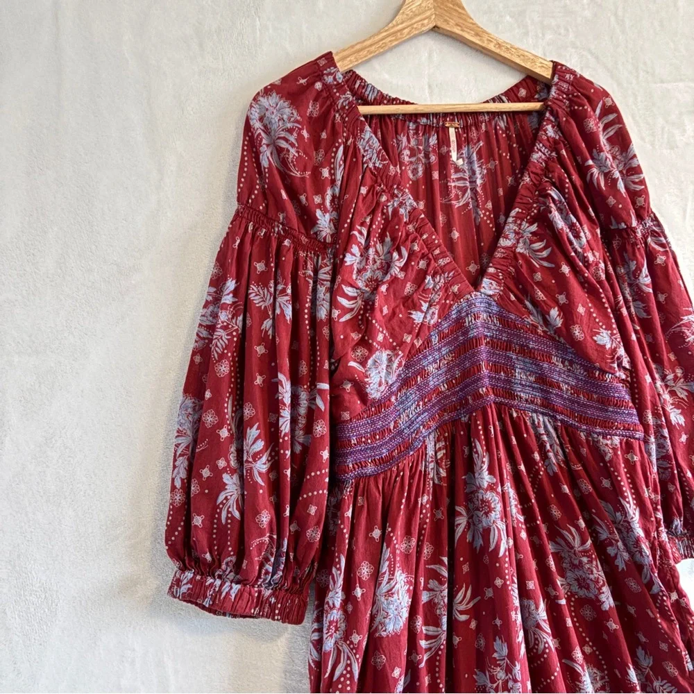 Free People Golden Hour Floral Red Maxi Dress Large - Picture 3 of 13